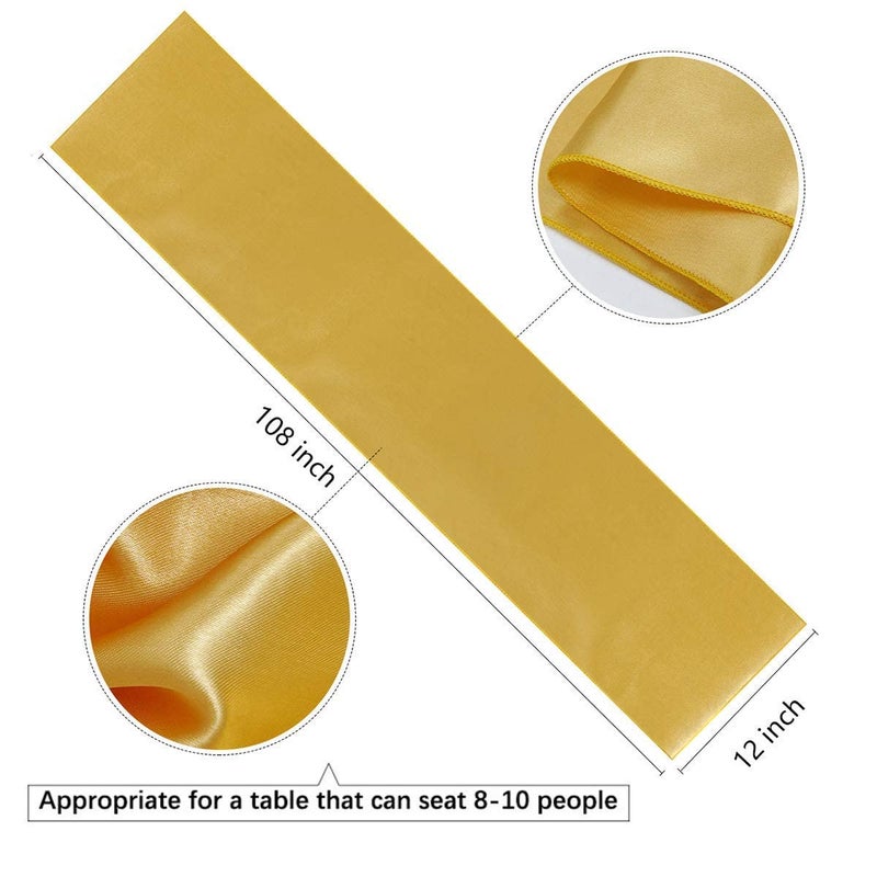 B.Cool Set of 5 Satin Table Runners Gold 12x108 inch Table Runner for Party Wedding Reception Banquet Decoration Bright Silk Smooth Fabric Party Chair Sashes - Image 4